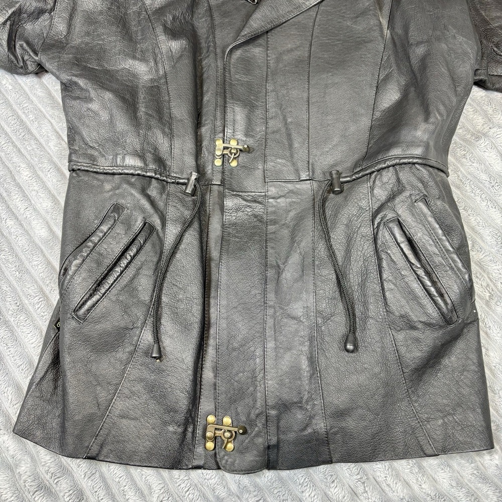 CIDPAO Men's Genuine Leather Jacket‎ L Coat Black Zip Snap Made in Mexico - Picture 7 of 16